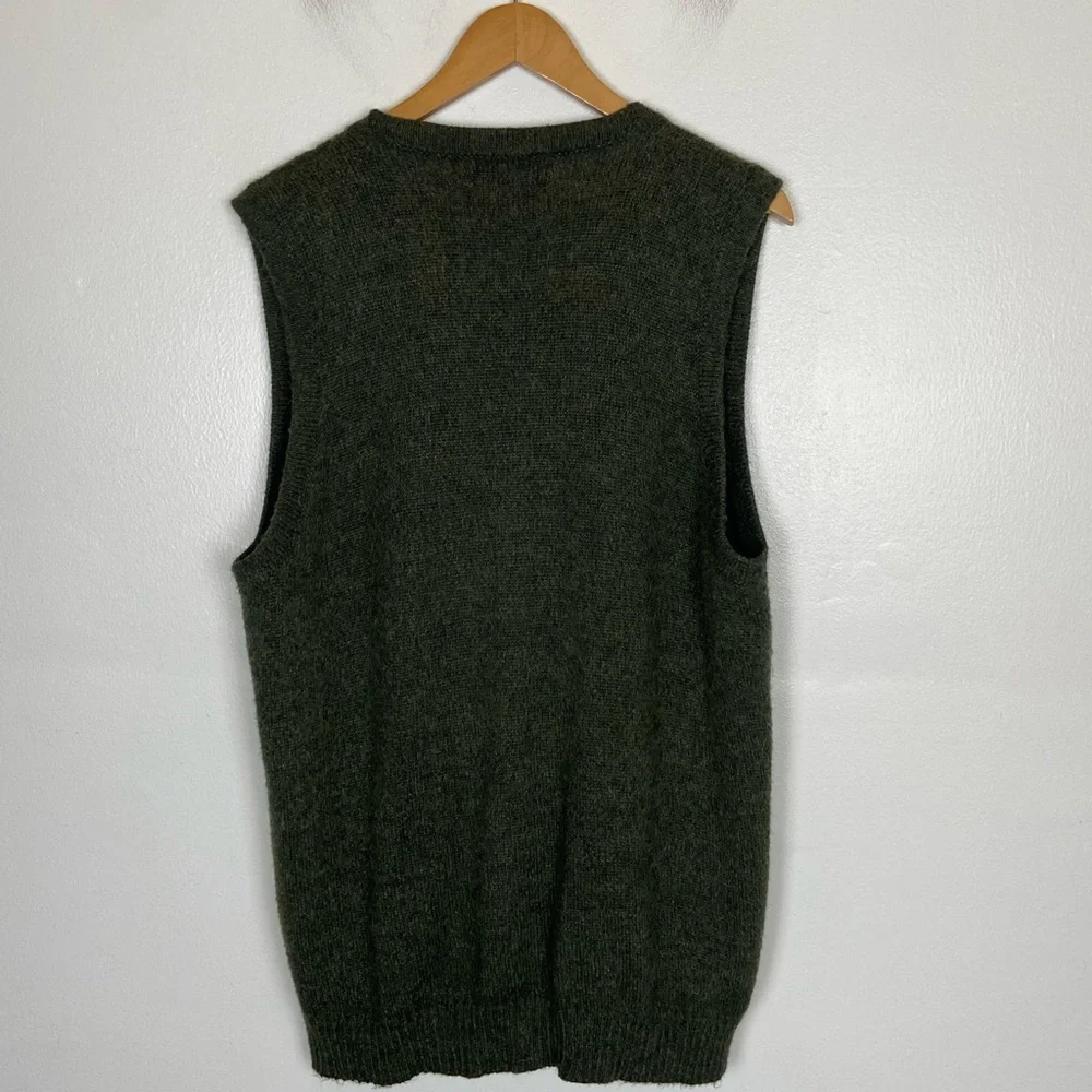 Arte Meche Baby Alpaca Women's Vest Sweater Size XL Green Preppy Accademia‎ Peru